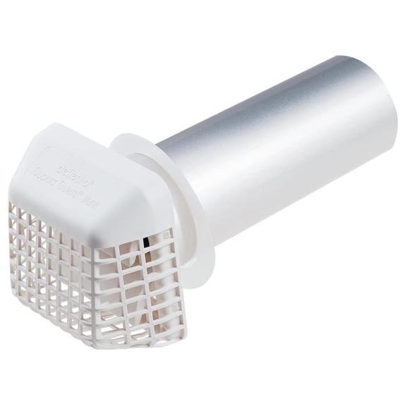 Supurr Guard Louvered Dryer Vent Hood with Pipe and Collar, White and Silver, 4” (GVHAW4)