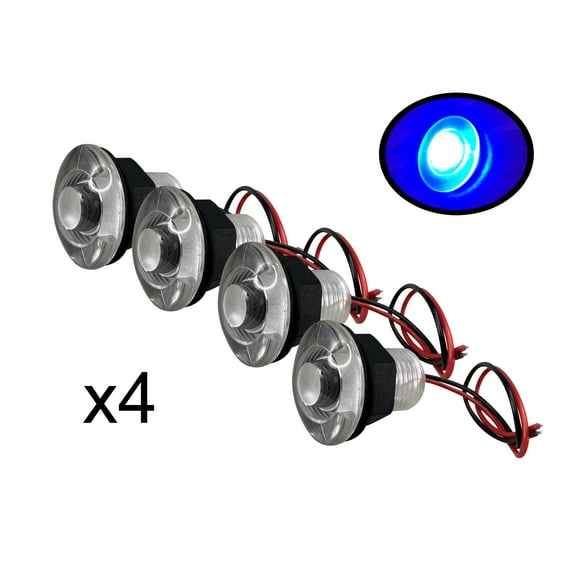 Pactrade 4 Pieces Boat LED Livewell Round Blue Courtesy Light OEM Waterproof