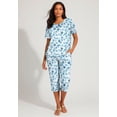 thumbnail image 2 of Roaman's Women's Plus Size 2-Piece Printed Henley Top And Capri Set, 2 of 4
