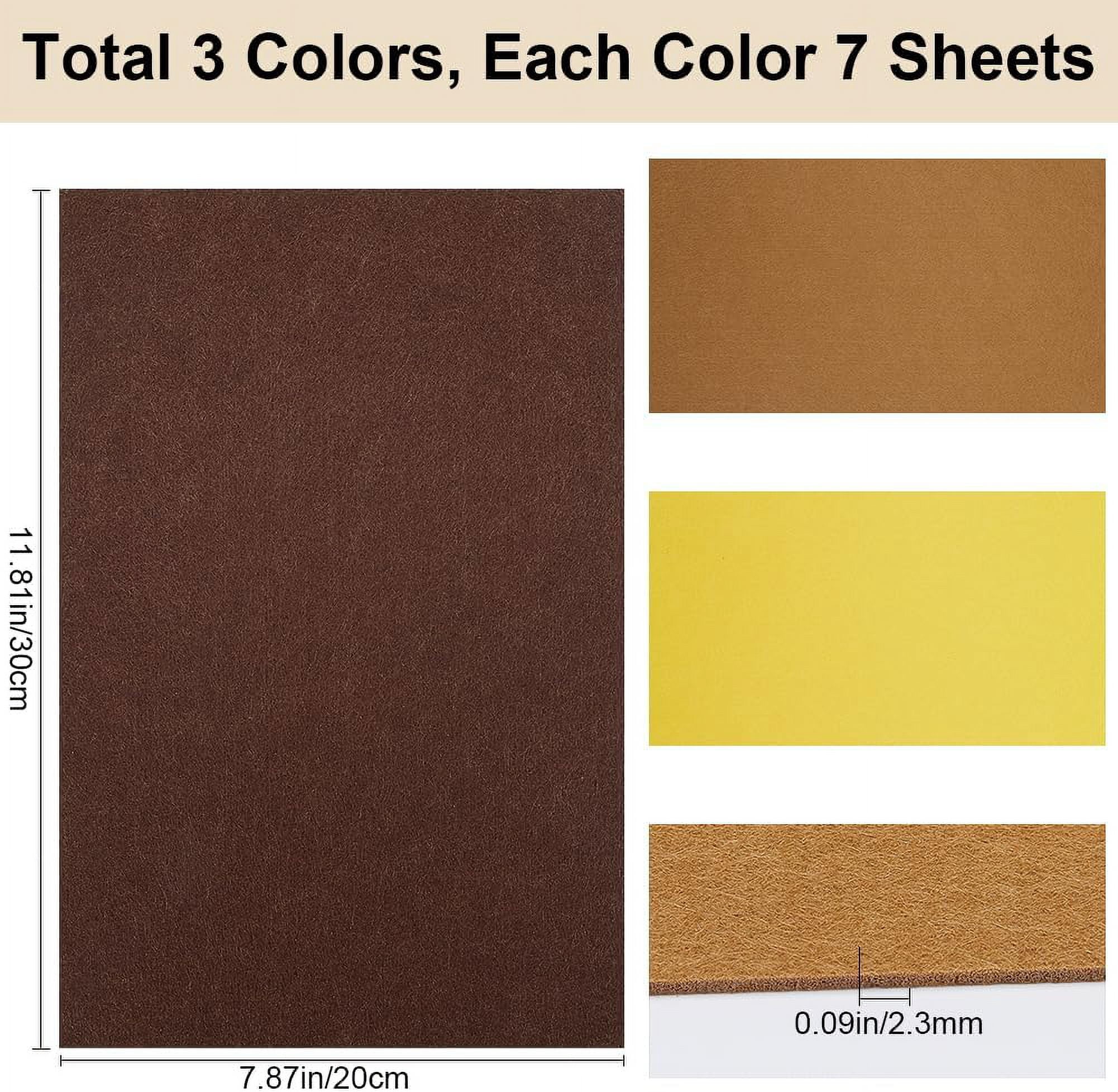 21Pcs Felt Fabric Sheets 12 x 8 inch 2.3mm Thick Non Woven Felt Sheets Yellow Brown Coffee Patchwork Sewing Felt Fabric Rectangle 3 Colors for DIY Sewing Crafts Handicraft Projects