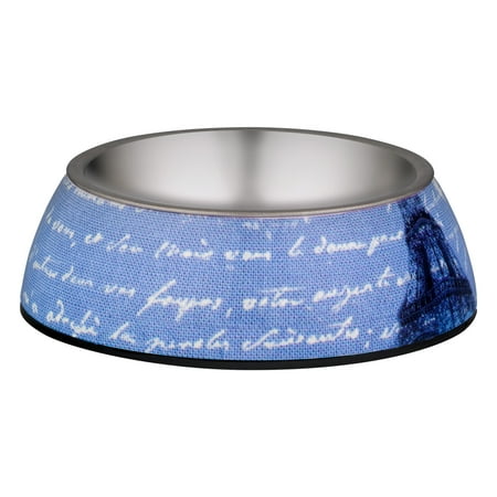 Loving Pets Milano Collection Bowl, World Traveler Blue Linen, 1.0 CT