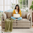 thumbnail image 5 of EHANCIS Loveseat Sofa, Modern Light Coffee Upholstered Love Seat Couches with 4 Pillows, Large Size Deep Seat Loveseat, Premium Chenille Sofa, Comfy 2 Seat Couch for Living Room & Apartment, 5 of 11