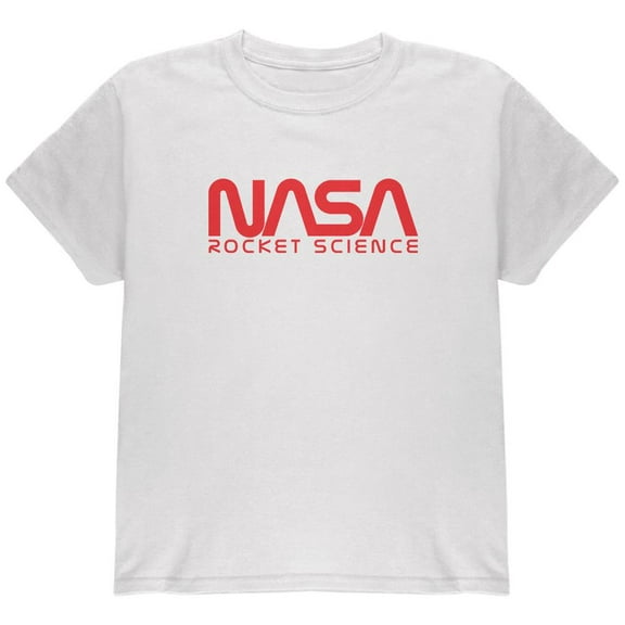 NASA Worm Rocket Science Youth T Shirt White YXL