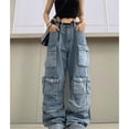 thumbnail image 7 of Uuszgmr Jeans For Women Ladies Baggy Cargo Pants Multi Pocket Relaxed Fit Jeans Fairy Clothes Alt Streetwear, 7 of 7