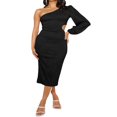 thumbnail image 1 of Elegant Pleated One Shoulder Cut Out Party Dress for Women, 1 of 7