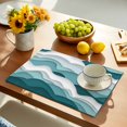 thumbnail image 2 of Turquoise Ombre Placemats Set of 4, Modern Geometric Moire Abstract Art Placemats for Dining Table, Place Mats for Kitchen Tabletop, Waterproof Wipeable Dining Table Mats Set, 2 of 9