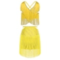 thumbnail image 6 of Aislor Women's Latin Salsa Ballroom V Neck Sleeveless Fringe Crop Top with Swing Skirt Indian Dancewear Yellow S, 6 of 7