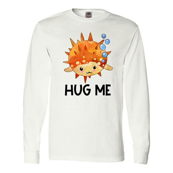 Inktastic Hug Me Cute Pufferfish with Bubbles Long Sleeve T-Shirt