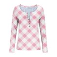 thumbnail image 2 of ZUKMRJPC Women's Long Sleeve Knit Shirts Fashion Vintage Plaid Slim Fit Pullover Tees Casual Trendy Button Down V Neck T Shirt, 2 of 8