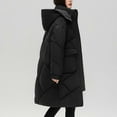 thumbnail image 4 of Patlollav Womens Denim Outwear Loose Long Sleeve Cotton-Padded Jacket Long Frock Coat, 4 of 6
