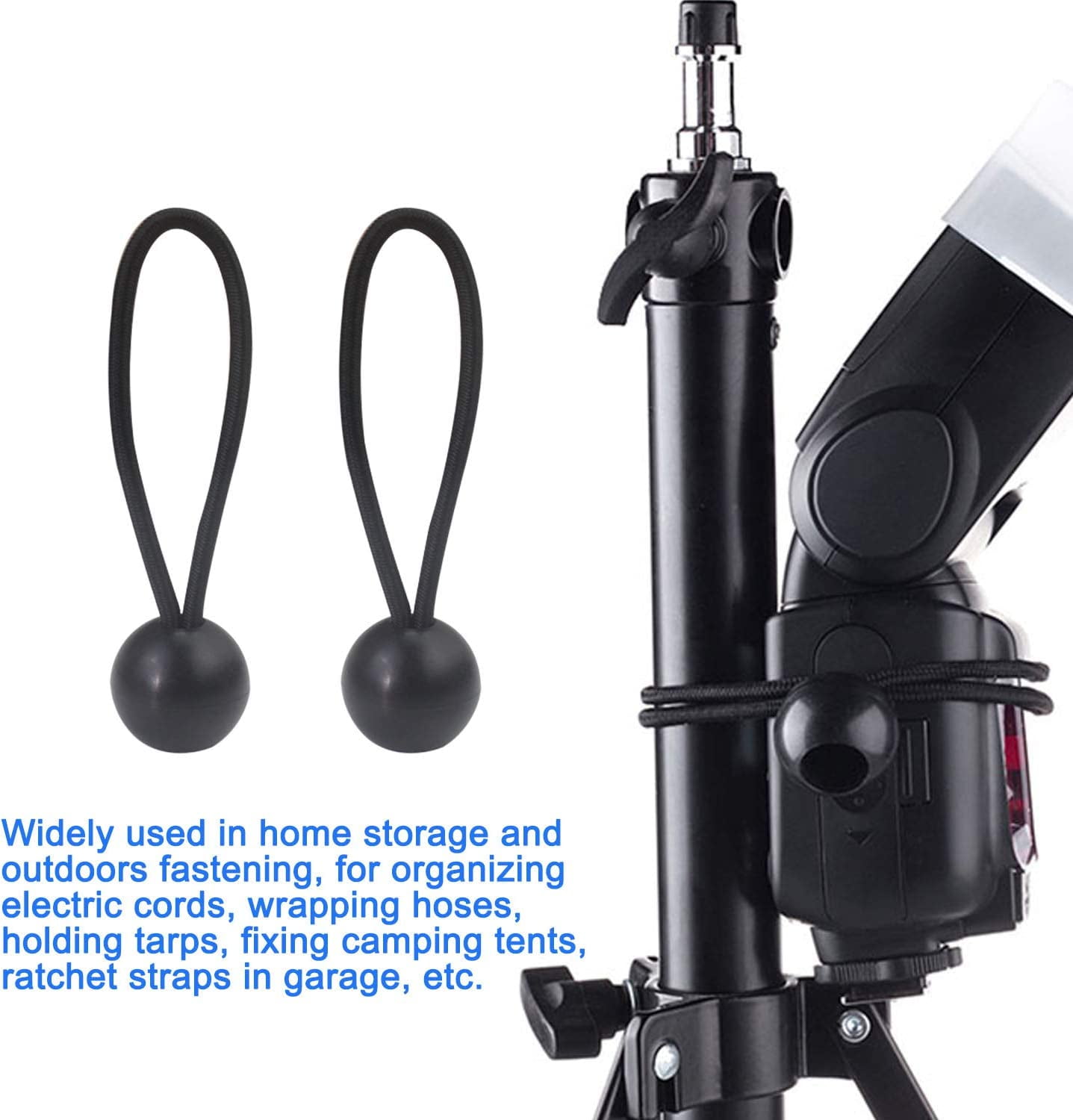 MKEUDQ-24pcs Heavy Duty Ball Bungee Cords 4 inch and 6 inch, Canopy Tarp Tie Down Cord Black