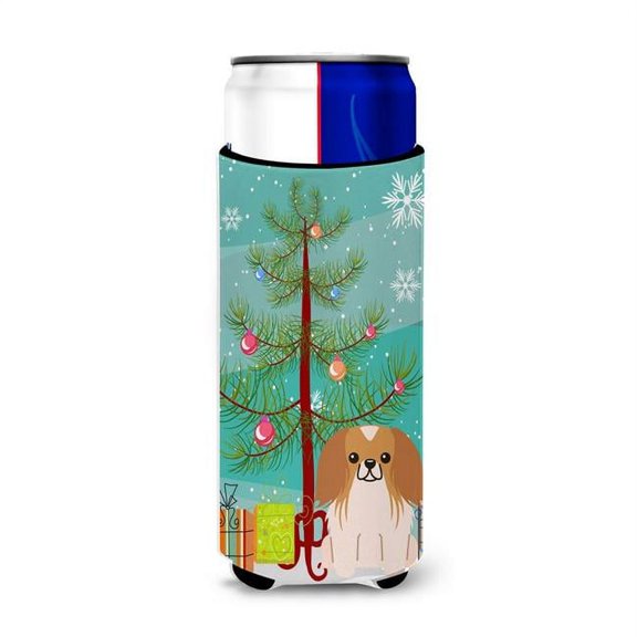 Merry Christmas Tree Pekingnese Red & White Michelob Ultra Hugger for Slim Cans