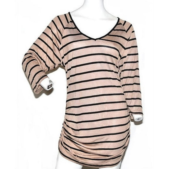 K. Jordan Women's Ruched Tunic Knit Top in Tan - L