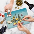 thumbnail image 5 of Europe Cutting Board, Travel Europe Words Famous Landmarks and Hot Air Balloons Hand Drawing Print, Decorative Tempered Glass Cutting and Serving Board, in 3 Sizes, by Ambesonne, 5 of 5