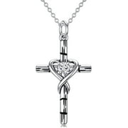 SISGEM 925 Sterling Silver Cross Necklace for Women Infinity Cross Pendant Necklaces with 18+2 Inches Chain