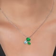 thumbnail image 3 of Gem Stone King 925 Silver and 10K Yellow Gold Green Nano Emerald and Blue Zircon Pendant Necklace for Women (2.40 Cttw, Oval 8X6MM, 7X5MM and 6X4MM, Gemstone May Birthstone, with 18 inch Chain), 3 of 4