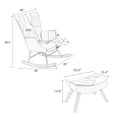 thumbnail image 6 of PORKISS Rocking Chair with Ottoman, Textile Nursery Rocker Chair with Cushion, Wood Legs, Patchwork Linen, Accent Chair for Bedroom, Living Room, Colorful/Green, 6 of 10