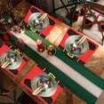 thumbnail image 4 of Juego de manteles individuales navideños con Papá Noel y elfos | Manteles y manteles de franela para mesa y cubiertos | Decoración festiva de cocina roja para cenas, 4 of 7