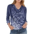 thumbnail image 2 of Craaazy Dressy Blouses For Women Long Sleeved Pleated Collar Casual Printed Loose And Fashionable Tops Gifts For Women, 2 of 5