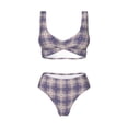 thumbnail image 4 of Daiia Heart Check Plaid Women's Bikini Set Two Piece Swimsuit High Waisted Bikini Adjustable Straps Bikini Perfect for Beach, Pool, and Summer Vacation-Small, 4 of 9