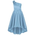 thumbnail image 3 of TiaoBug Kids Girls One Shoulder Flower Girl Wedding Bridesmaid Dress Sleeveless Princess High Low Dresses Blue 12, 3 of 6