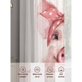 thumbnail image 2 of Pink Pig Sheer Curtains 63 Inch Length 2 Panels Set, Semi Transparent Voile Rod Pocket Curtains for Living Dining Room Bedroom Drapes Cartoon Watercolor Animals Printed Bows, 2 of 8