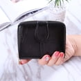 thumbnail image 3 of Simple Design Leather Wallet Foldable Money Change Storage Purse Party Credit Debit Card Holder Zipper Closure Bag Black, 3 of 11