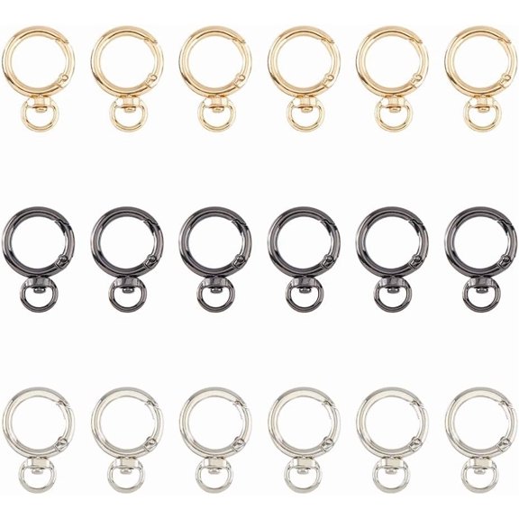 18Pcs 3 Colors Keychain Clips Round Swivel Clasp Alloy Snap Hooks 1.06 inch Spring Keyring Buckle Carabiner Clips Eyelet O Rings for Bags Purses Keychain DIY Accessory