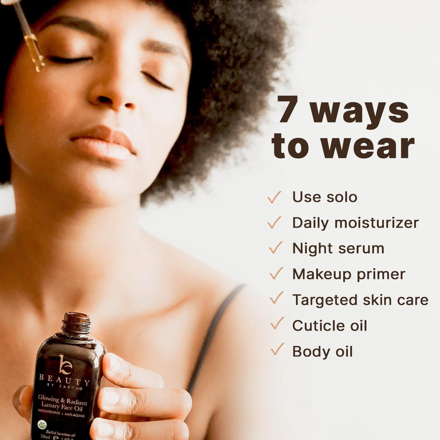 Organic Face Oil - Glowing & Radiant Anti Aging Face Oil in Amber Glass Bottle (1 Bottle)