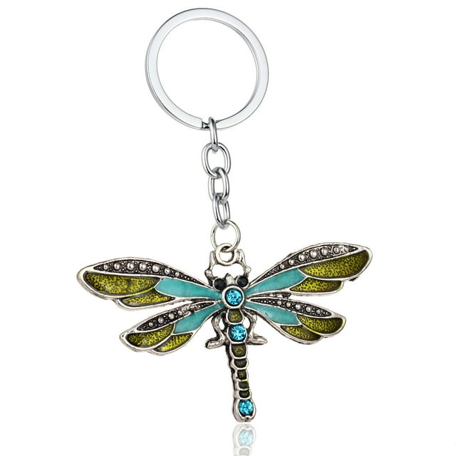 Llavero con forma de libélula, colgante con forma de libélula, llavero con cadena brillante, colgante para bolso, decoración, regalo de vacaciones