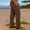 Brown, variant on Aqestyerly Men's Cotton Linen Pants Casual Elastic Waist Pocket Trousers Lightweight Daily Wear HWRETIE