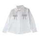 thumbnail image 2 of Blusas y camisas de manga larga con cuello redondo Camisa de manga larga con cuello de diamantes de imitación para niñas y niños de escuelas secundarias y grandes Blusa para niña, 2 of 9