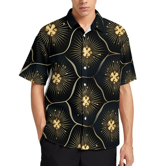 Mens Summer Colorful Floral Bohemia Shirts Button Down Short Sleeve Vintage Hawaiian Shirts with Pocket