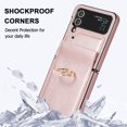 thumbnail image 6 of ELEHOLD for Samsung Z Flip 4 6.7 inch Slim Advanced Leather Texture Case, 360 Degree Rotatable Ring Buckle Magnetic Absorption Tempered Film Protection Shockproof Folding Case,Pink, 6 of 11