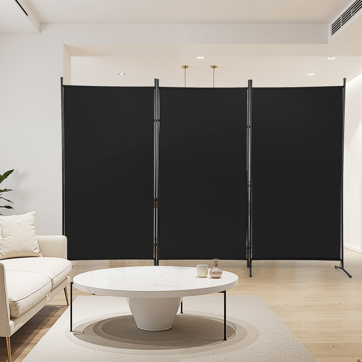 PayLessHere 3-Panel Folding Privacy Screen, 6 Ft Portable Room Divider for Separating Spaces,102" W x 70" H Freestanding Partition Room Panel,Black