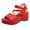 Red, variant on Rokment Womens Bow Platform Wedge Dressy Sandals Fashion Casual Leather Open Toe Ankle Strap Chunky Heeled Dress Summer Shoes for Bride Wedding Business Black Size 6