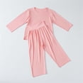 thumbnail image 6 of Girls Boys Outfits 2PC Comfy Casual Solid Modal Long Sleeve Pullover Top Capri Pants Sets Loungwear Sleepwear Pink 1-2 Years, 6 of 8