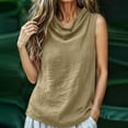 thumbnail image 6 of cocolona Summer Linen Tank Tops for Women Cowl Neck Sleeveless Shirts Trendy Casual Tunic Solid Color Blouses, 6 of 6
