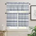 thumbnail image 2 of Blue Boho Kitchen Curtains and Valances Set, Rod Pocket Curtains Tier Farmhouse Window Curtains 36 Inch Length, Abstract Ethnic Geometric Stripes Vintage 3 Piece Kitchen Curtains Set, 2 of 6