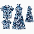 thumbnail image 3 of PatPat Women Summer Dresses Couple Matching Outfits Casual Sundress Halter Blue Floral Tropical Vacation Dresses for Women,S-XL, 3 of 9