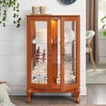 thumbnail image 3 of Lisonu Lighted Curio Cabinet with Mirrored Back, 2-Door Glass Display Cabinet with Adjustable Shelves for Collectibles, Dark Oak Finish, 3 of 26