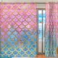 thumbnail image 2 of GZHJMY Watercolor Mermaid Scales Gold Pink Sheer Curtains Window Voile Panels Drapes Tulle Curtains Semi Sheer Curtains 78 Inches Long for Living Room Bedroom, Set of 2 Home Decor, 2 of 4