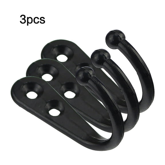 Wreath Hangers For Front Door 3Pc Black Wall-Mounted Coat Hook, Double-Hole Single Hook, Coat Hook, Hat Hook, Lightweight Hookgarland Door Hanger Door Hanger For Wreath Wreath Hook Wreath Hanger