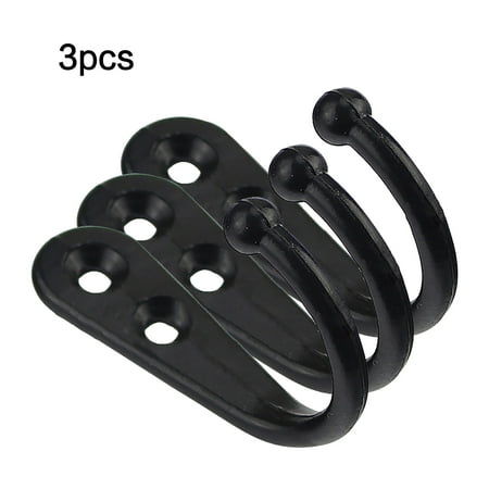 

3pc Black Wall Hooks With Screwsand Anchor For Key Towel Hat (U Shape)