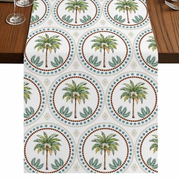 Table Runners 72 Inches Long Dress Scarves, Palm Trees Farmhouse Kitchen/Dining Table Runner, Coffee Tablerunners, Green Summer Botanical Watercolor 14x72 Inch