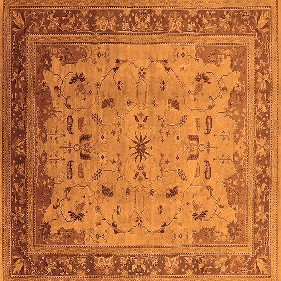 Ahgly Company Indoor Square Oriental Orange Traditional Area Rugs, 6' Square