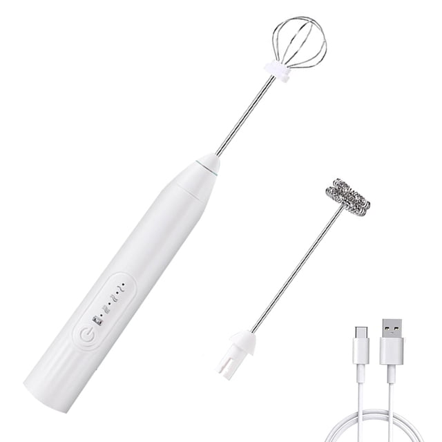 Fouet Mousseur à Lait, Fouet Électrique Portatif Rechargeable pour Café, Mélangeur avec 2 Fouets en Acier Inoxydable, Mousseur à Lait