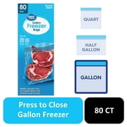 Great Value Freezer Guard Double Zipper Gallon Freezer Bag, 80 Count