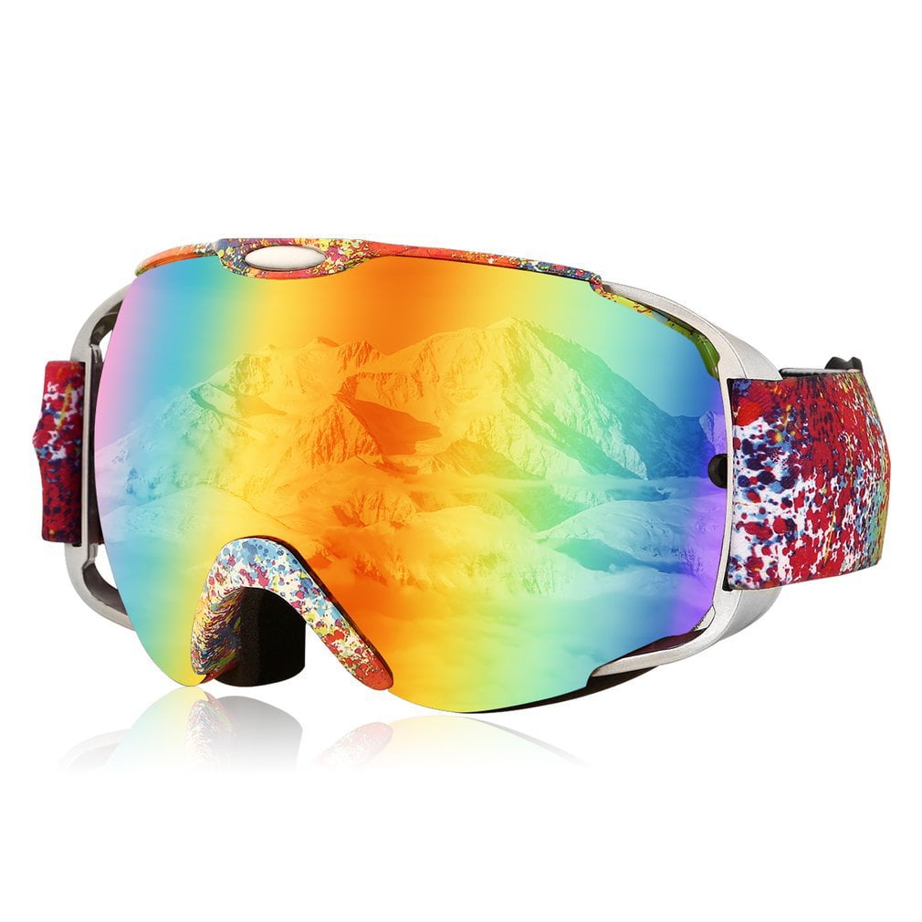 Adult Snow Ski Goggles Dual Lens Anti Fog Fire White with Case Stocked in USA 