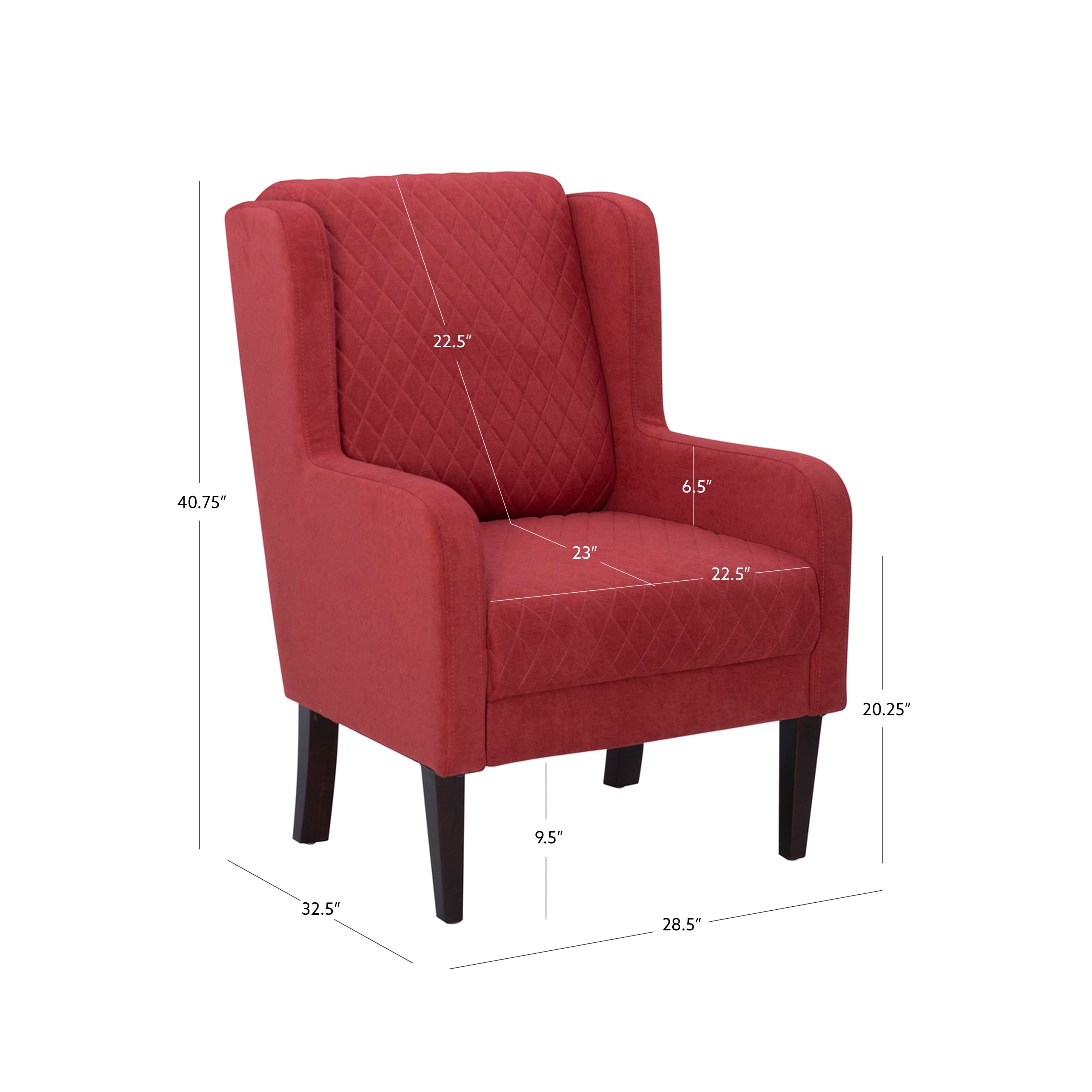 Powell Laude Quilted Velvet Wingback Accent Chair, Rust